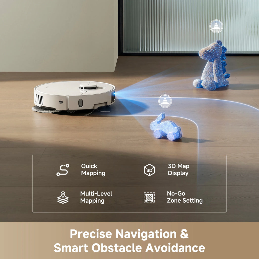 Dreame Robot Vacuum and Mop, 25KPa Suction, Extendable Side Brush&Mop, Self-Emptying & Cleaning Dock, White
