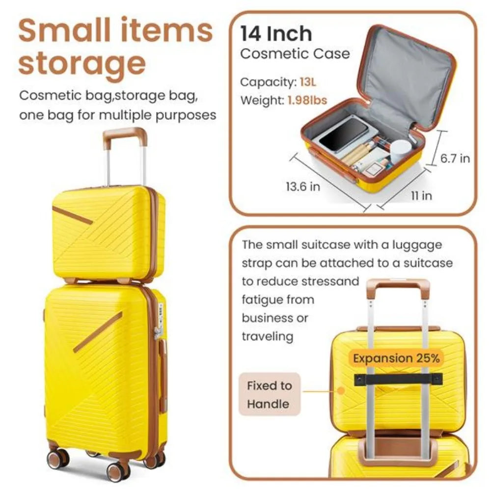 Luggage Sets 4 Piece Expandable Lightweight Suitcase 360 Degrees Mute Spinner Wheels PP Materials Durable TSA Lock Travel