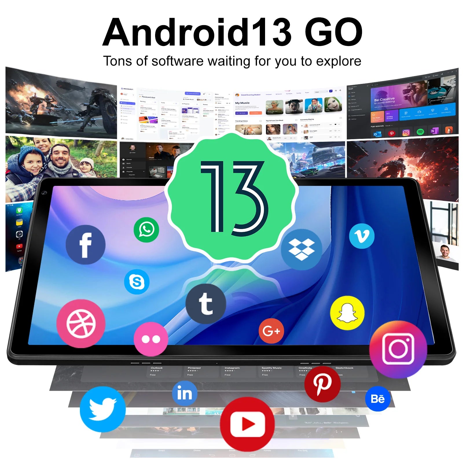 OC101 10.1 Inch Android 13 Tablet with Octa-Core Processor 8GB RAM 128GB ROM And 1TB TF Card Support HD Touchscreen PC Tablets