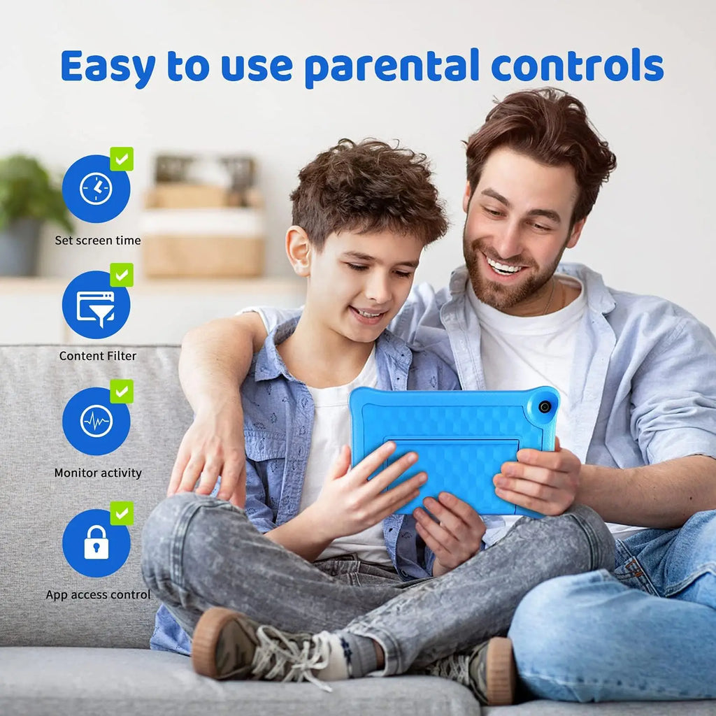 TK801 Kids Tablet 8 Inch 2GB RAM 32GB ROM with Expandable 128GB Slot Eye Protection Child-Friendly Software And Games Preloaded