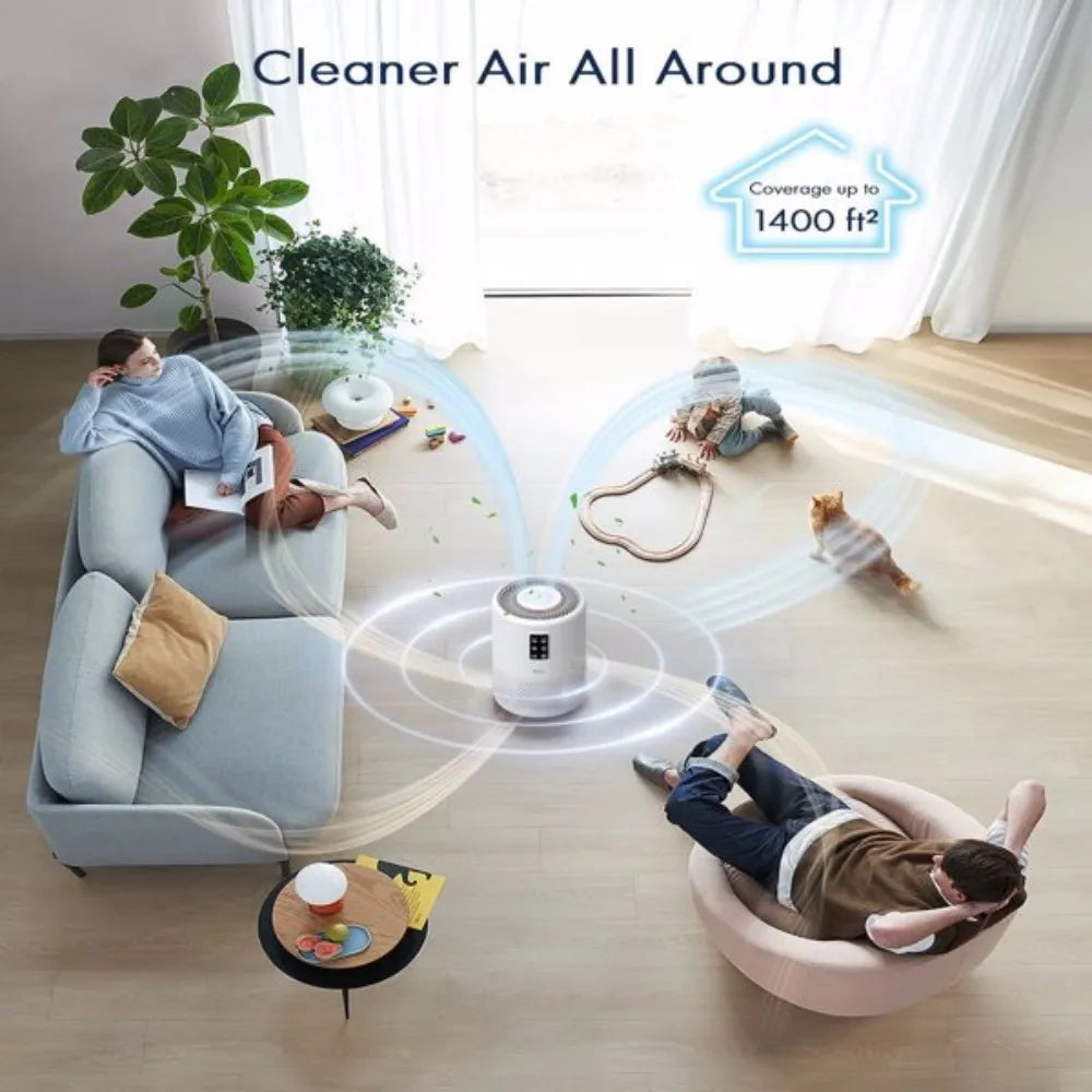 VEWIOR H13 True HEPA Air Purifier with Scented Sponge Sleep Mode Timer for Wildfire Smoke Pet Dust Pollen Odors