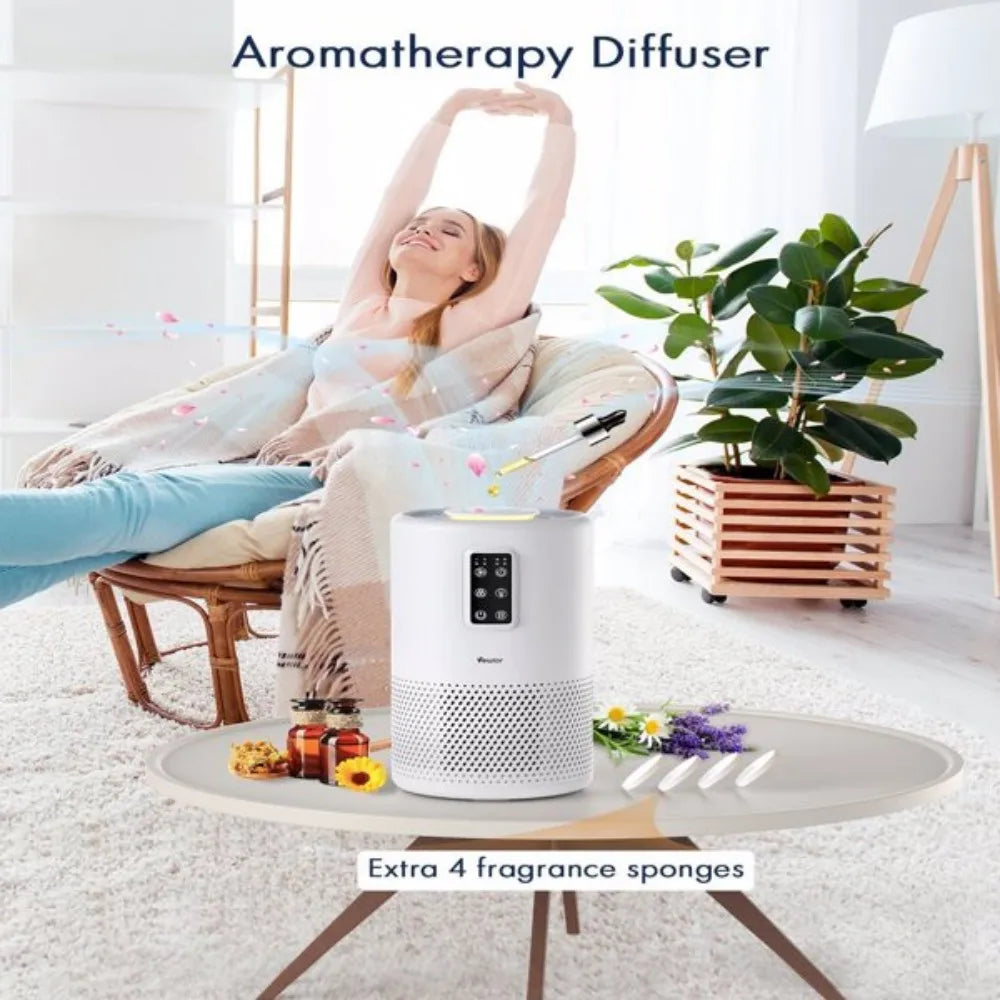 VEWIOR H13 True HEPA Air Purifier with Scented Sponge Sleep Mode Timer for Wildfire Smoke Pet Dust Pollen Odors