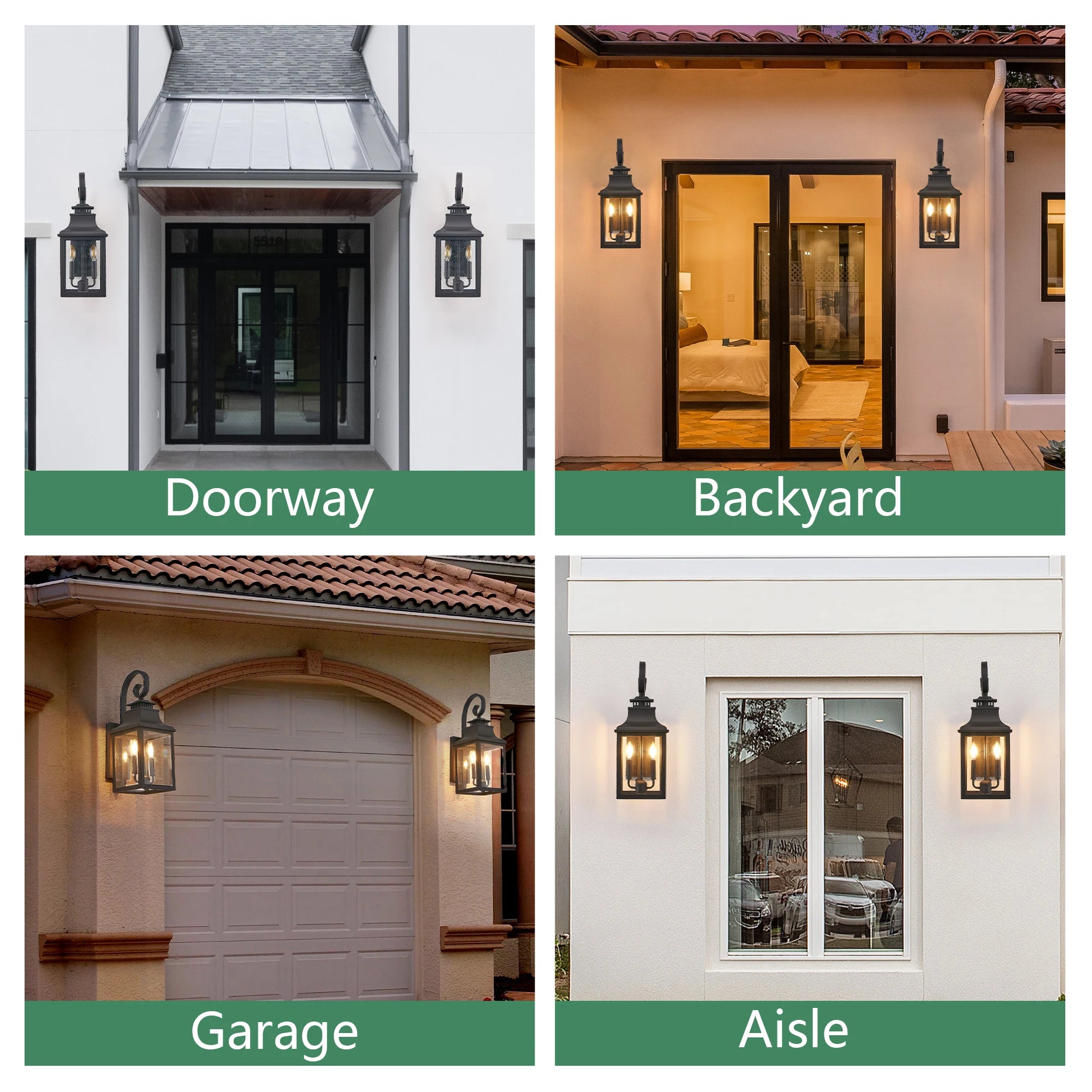 23” (H) Outdoor Wall Lantern Waterproof Light Fixture Vintage Black Aluminum with Clear Glass for Porch, Patio, or Garden