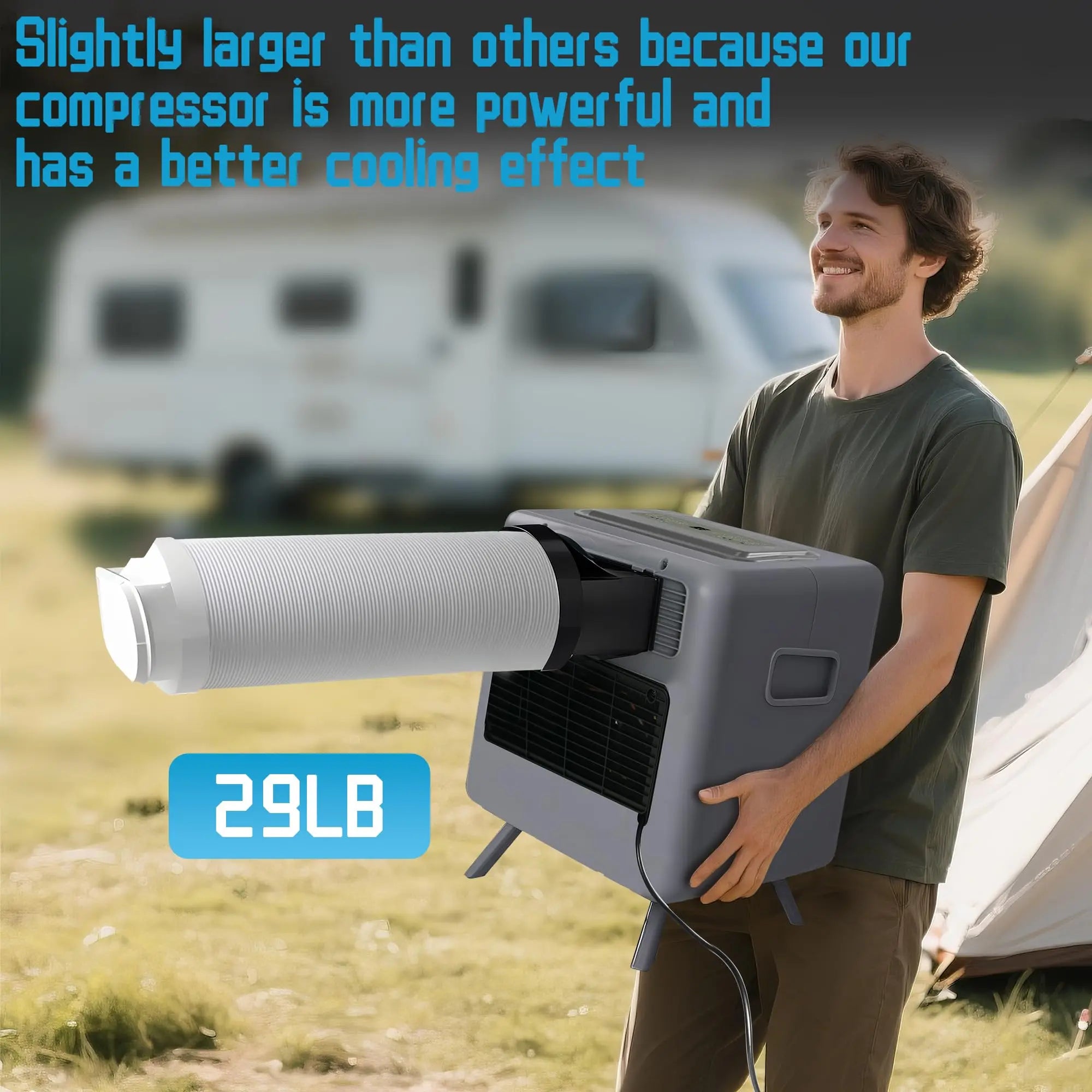 Portable Air Conditioners for Camping, Tent Air Conditioner, 3300BTU, 436W AC Unit Fast Cooling Down to 60°F, 3 Cooling Modes, 24 Hour Timer, Suitable for Camping, RVs, Outdoors and Indoors