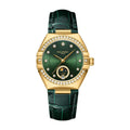 ROLENDO Diamond-Set Automatic Watches for Women Secret Emerald Sun-patterned Dial Date Waterproof Constellation Style Wristwatch