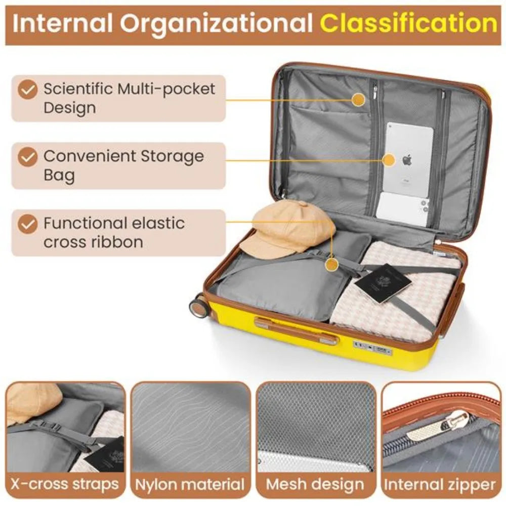 Luggage Sets 4 Piece Expandable Lightweight Suitcase 360 Degrees Mute Spinner Wheels PP Materials Durable TSA Lock Travel