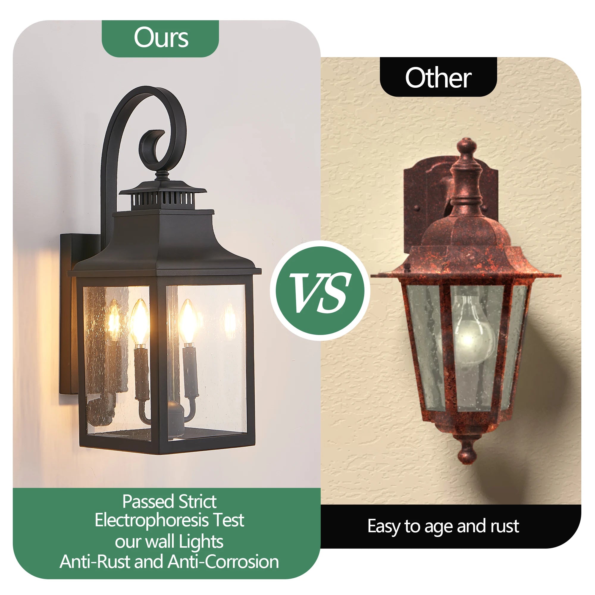 23” (H) Outdoor Wall Lantern Waterproof Light Fixture Vintage Black Aluminum with Clear Glass for Porch, Patio, or Garden
