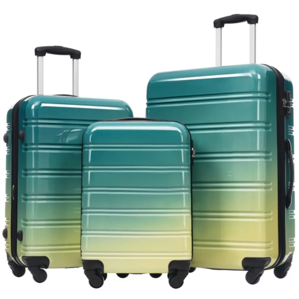 Hardshell Luggage Sets 3 Piece Gradient Color Expandable Suitcase with Spinner Wheels and TSA Lock Lightweight Travel friendly