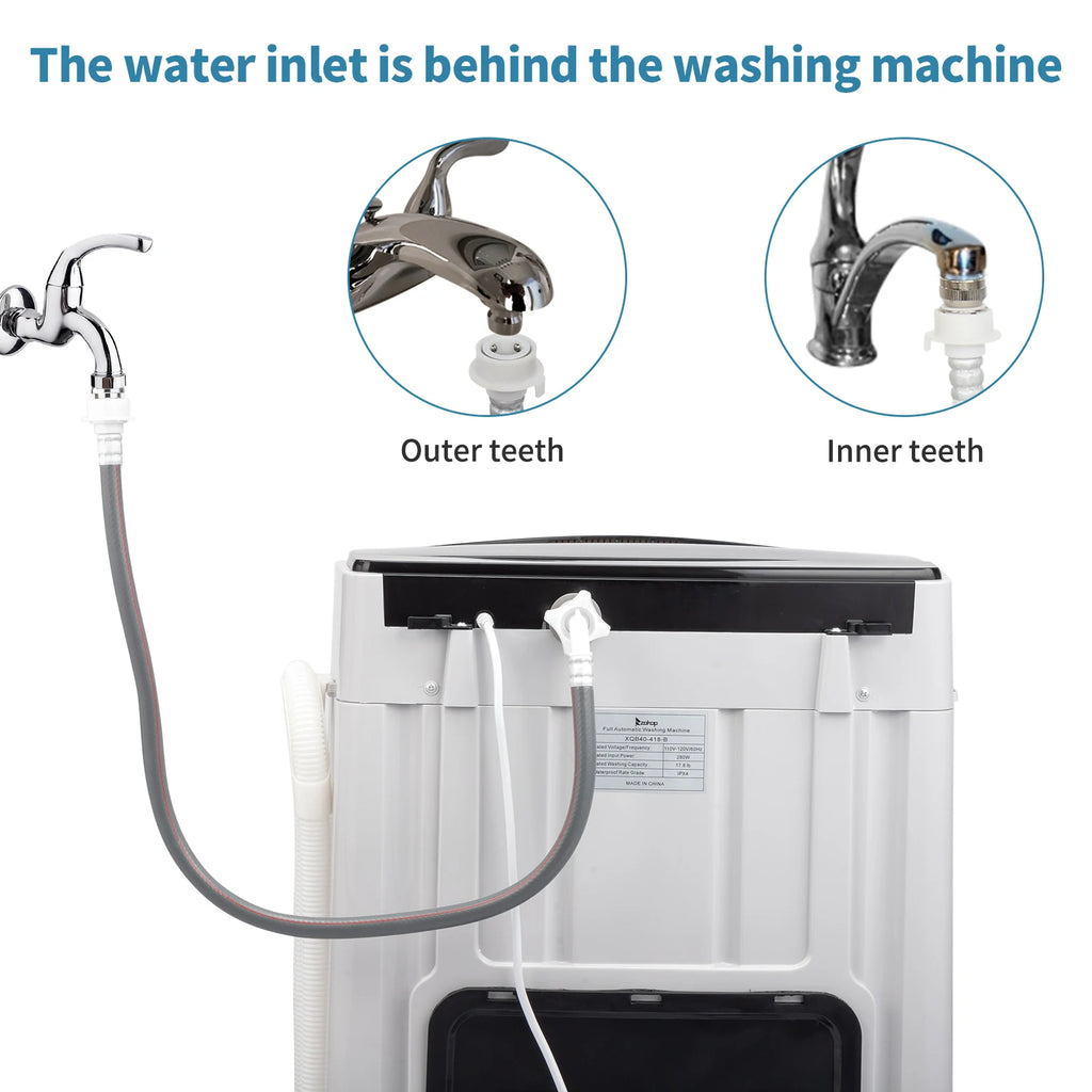 Compact Full-Automatic Top Load Washing Machine, 10 Programs 8 Water Levels, Spin & Drain Pump, Laundry Appliances for Home Use