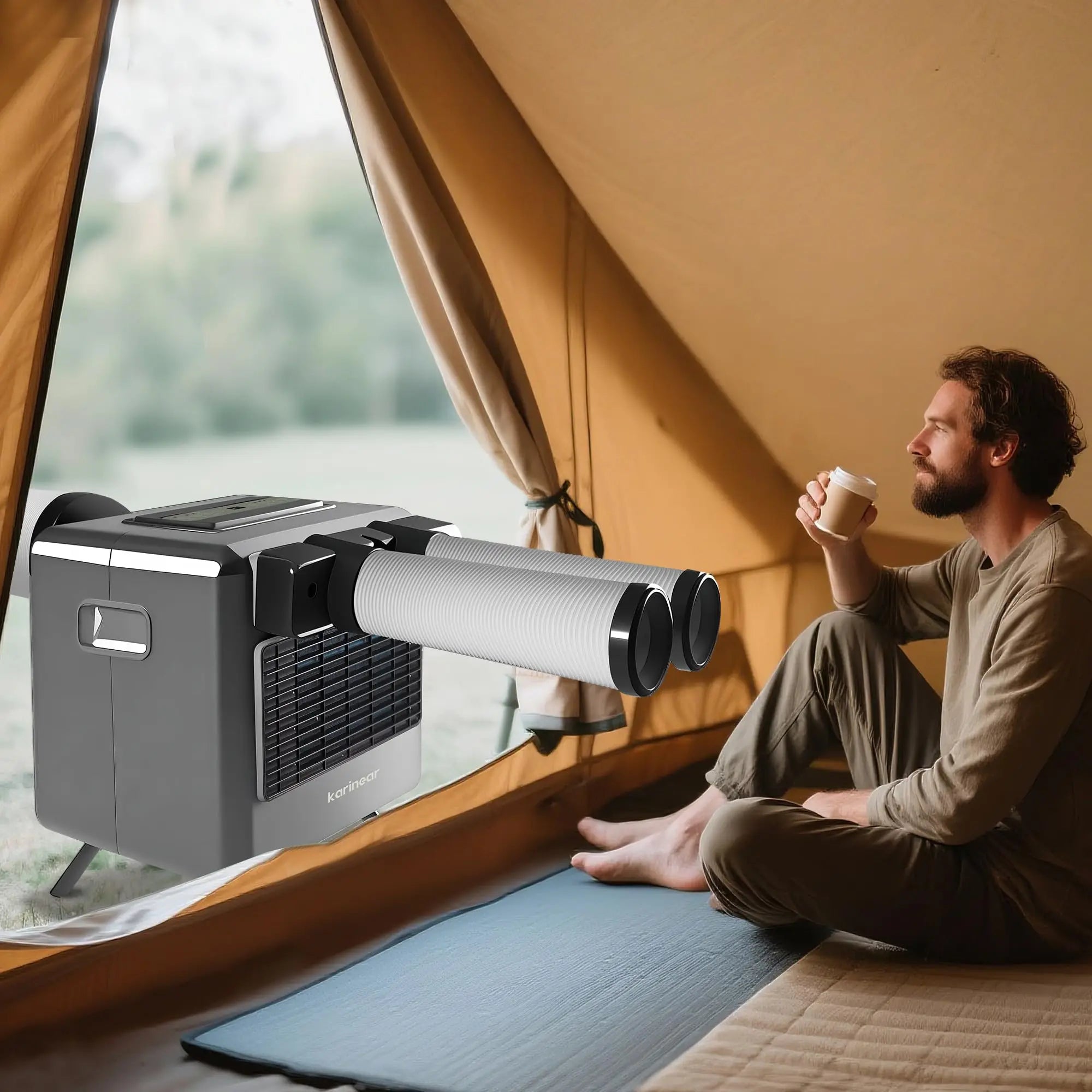 Portable Air Conditioners for Camping, Tent Air Conditioner, 3300BTU, 436W AC Unit Fast Cooling Down to 60°F, 3 Cooling Modes, 24 Hour Timer, Suitable for Camping, RVs, Outdoors and Indoors
