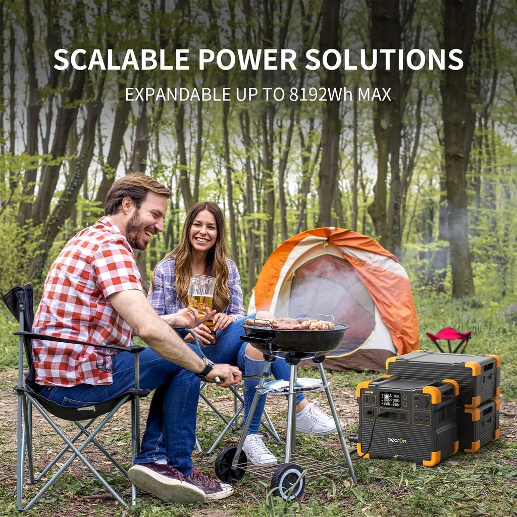Used-pecron E2400LFP Portable Power Station 2048Wh LiFePO4 Battery Backup 2400W Solar Generator Expandable to 8192Wh