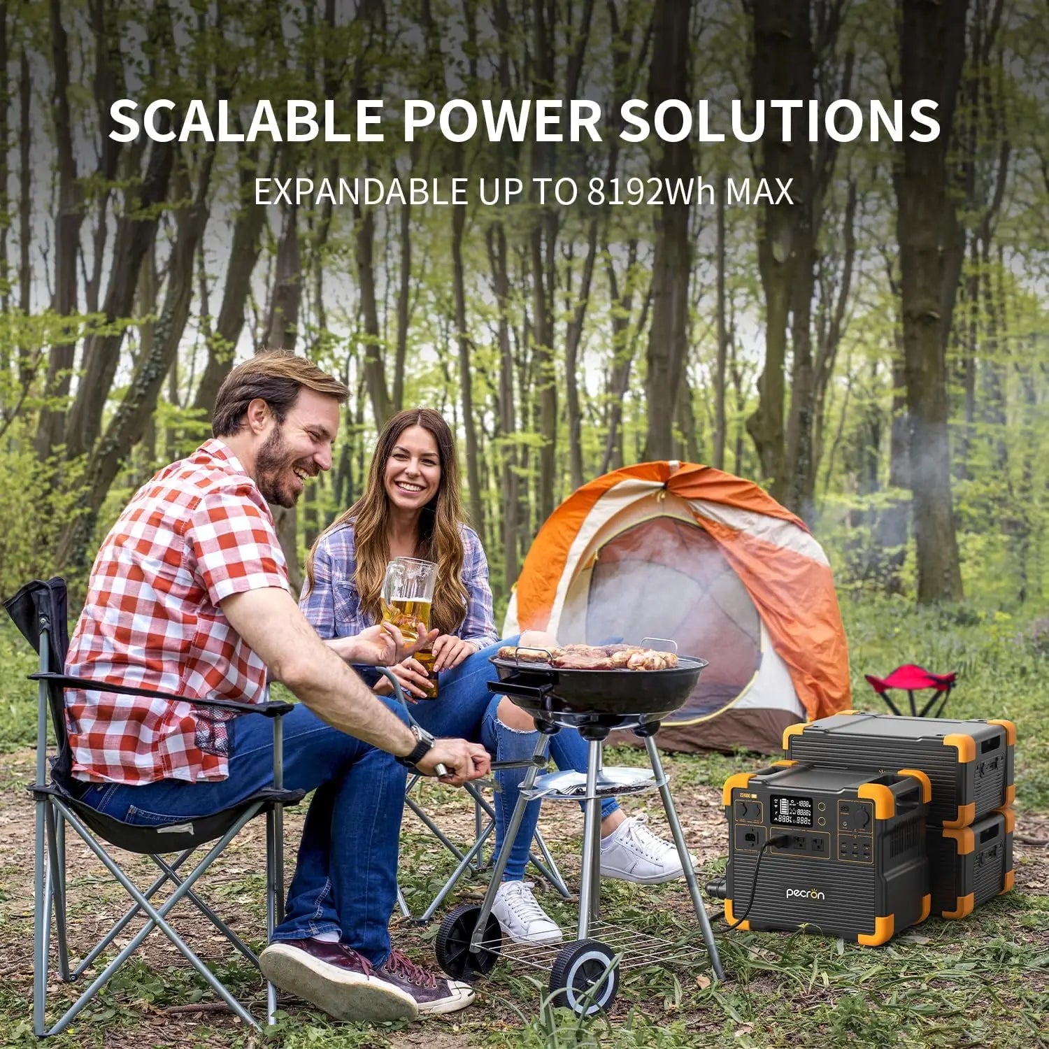 Used-pecron E2400LFP Portable Power Station 2048Wh LiFePO4 Battery Backup 2400W Solar Generator Expandable to 8192Wh