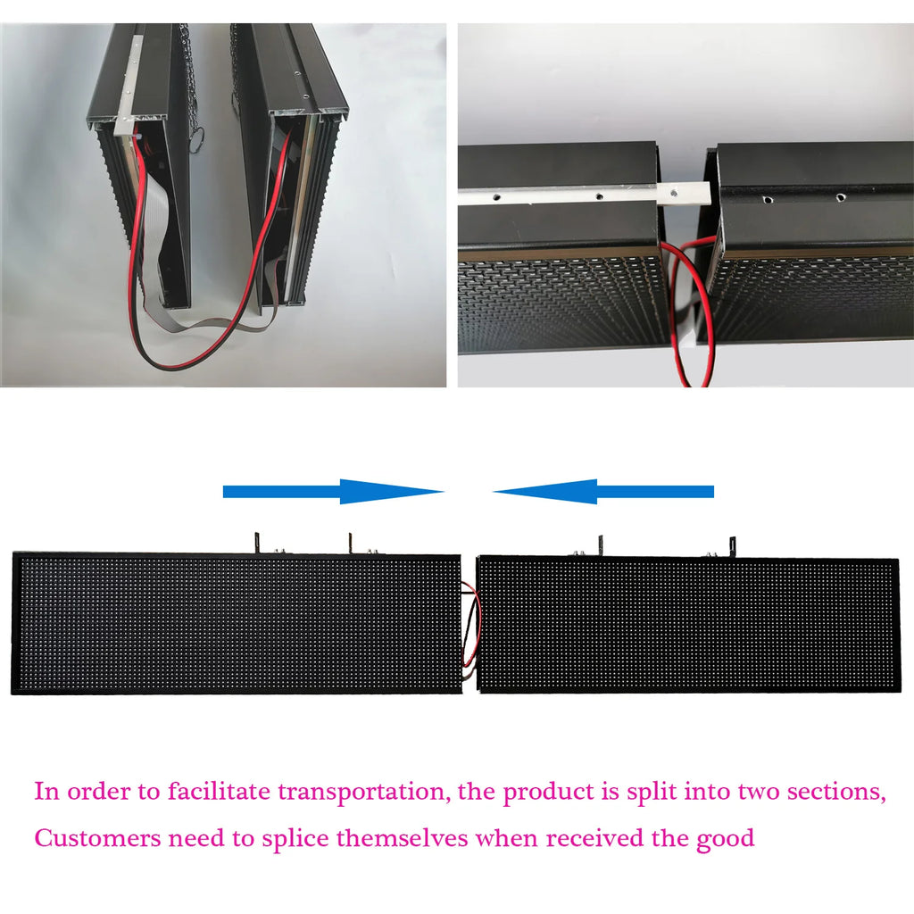 P10 Scrolling LED Sign 77x14in Outdoor Full Color LED Message Display WiFi Control Programmable LED Sign for Business Board
