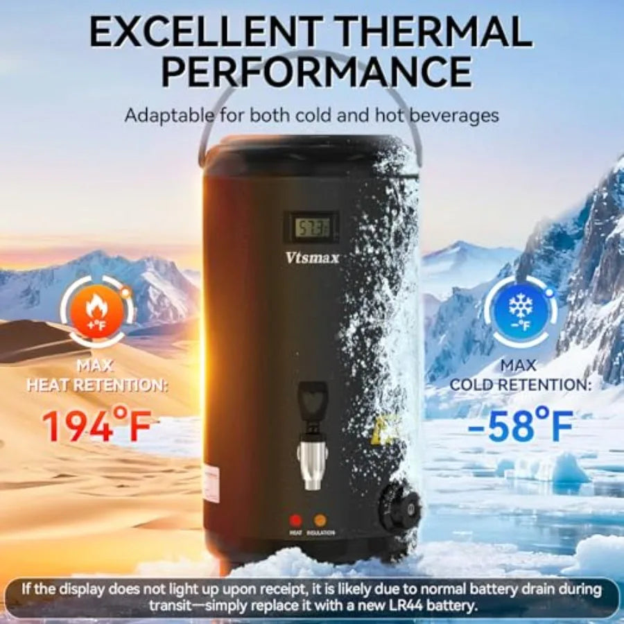 Electric Insulated Beverage Dispenser with Stand 2 Gallon Hot Cold Drink Dispenser 86-230 Adjustable Temperature Real-Time Temp