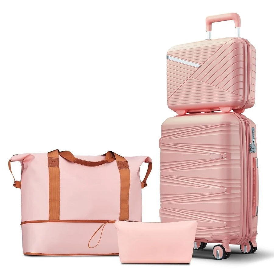 Piece Carry On Luggage Set 20 Inch, Expandable PP Hardshell Suitcase with Detachable Spinner Wheels amp TSA Lock, Includes Cosme