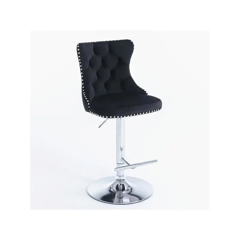 Adjustable Height Velvet Bar Stools with Backs, Modern Upholstered Chrome Base, Comfortable Tufted Design for Home Pub and