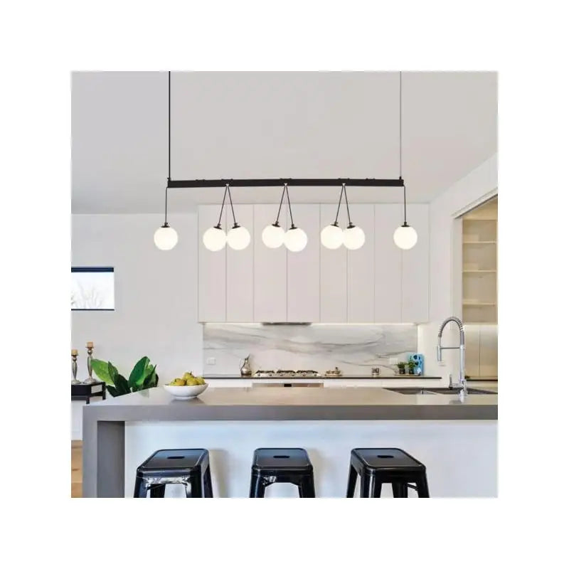 8-Light Sphere Globe Chandelier Kitchen Pendant Light - Modern Lighting Fixture, Perfect for Dining Room and Living Space