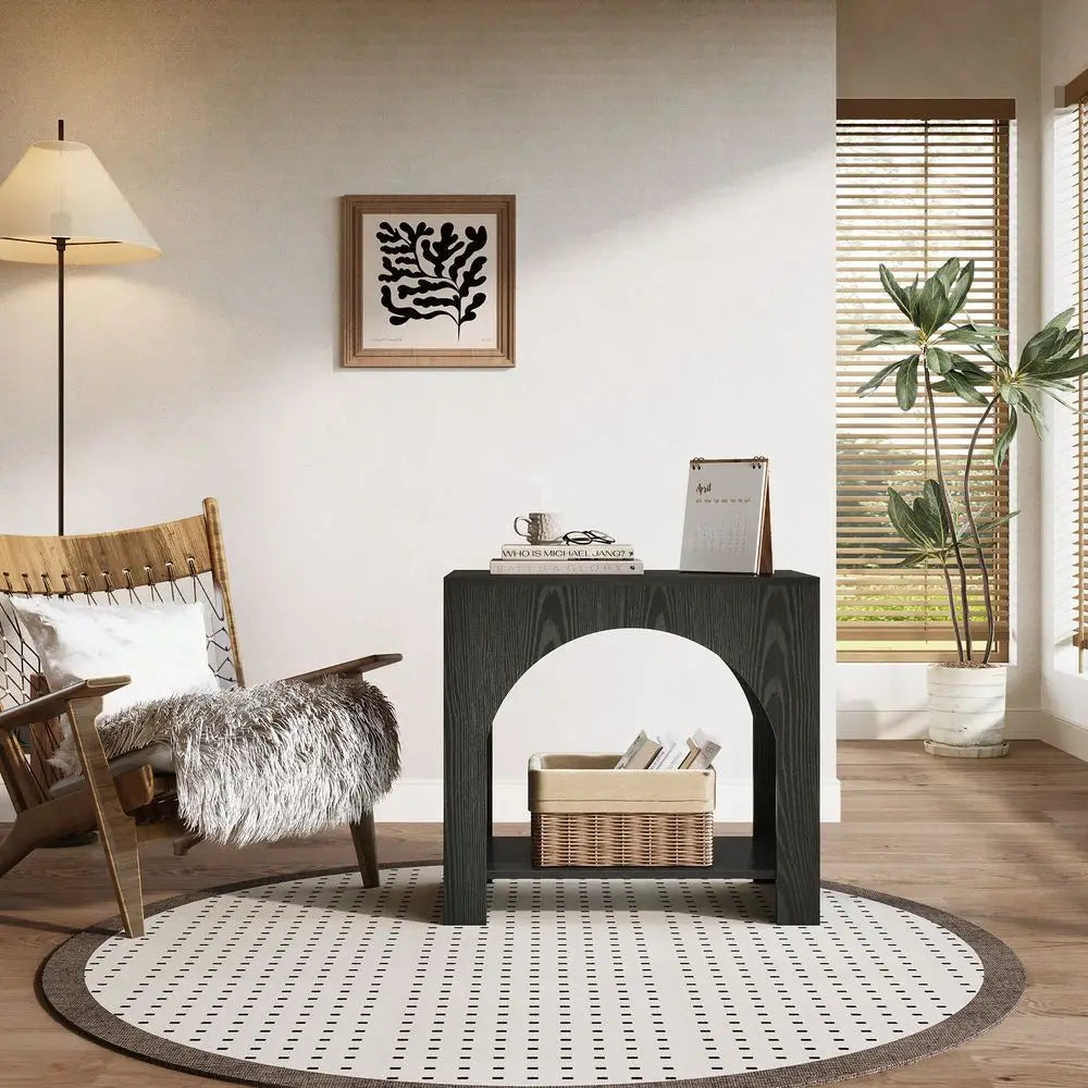 Farmhouse End Side Table, Large Sofa Side Table With HeavyDuty Wooden Pedestal For Living Room, Bedside Nightstand With Storage