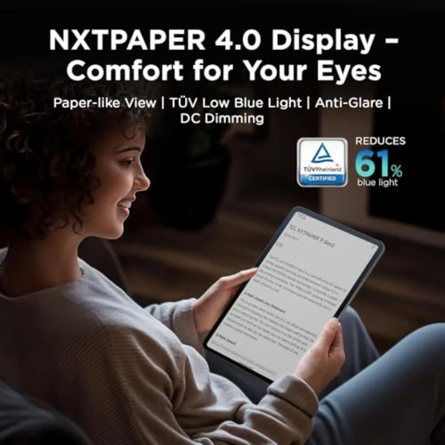 TCL Android Tablet for digital note-taking and drawing NXTPAPER 4.0 display gray includes stylus and flip case Android 15 AI to