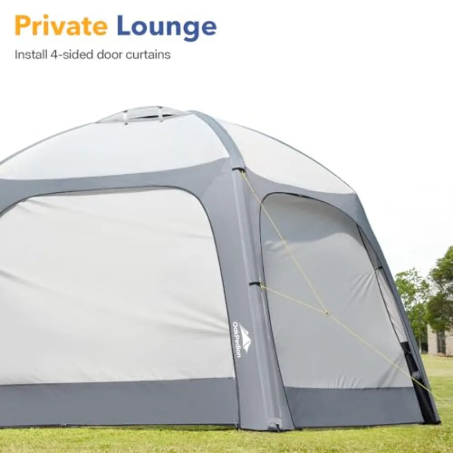 10x10ft Inflatable Air Canopy Tent with 4 Removable Side Panels for 6-8 People in White and Grey Instant Setup for Garden Beach