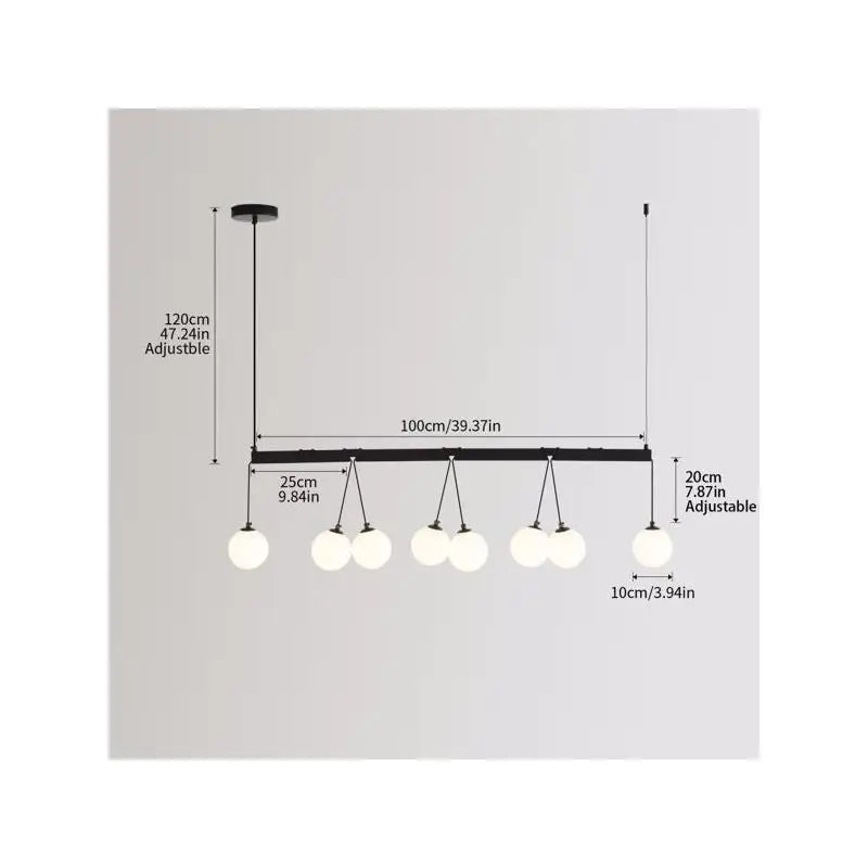 8-Light Sphere Globe Chandelier Kitchen Pendant Light - Modern Lighting Fixture, Perfect for Dining Room and Living Space
