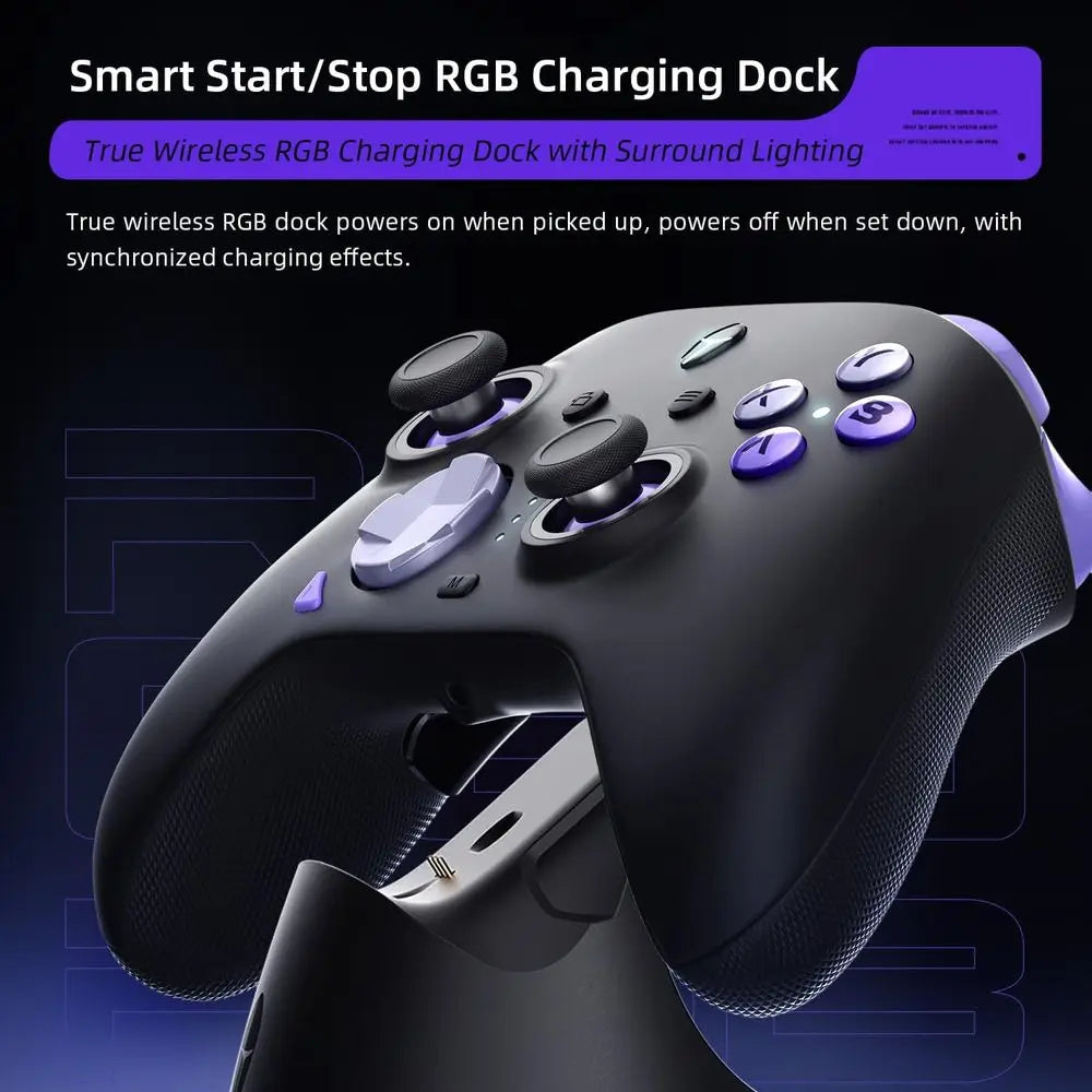 Wireless Gaming Controller for NS/PC/iOS/Android with Charging Dock, Adjustable Stick, Dual-Force Triggers, Optical Buttons, RGB