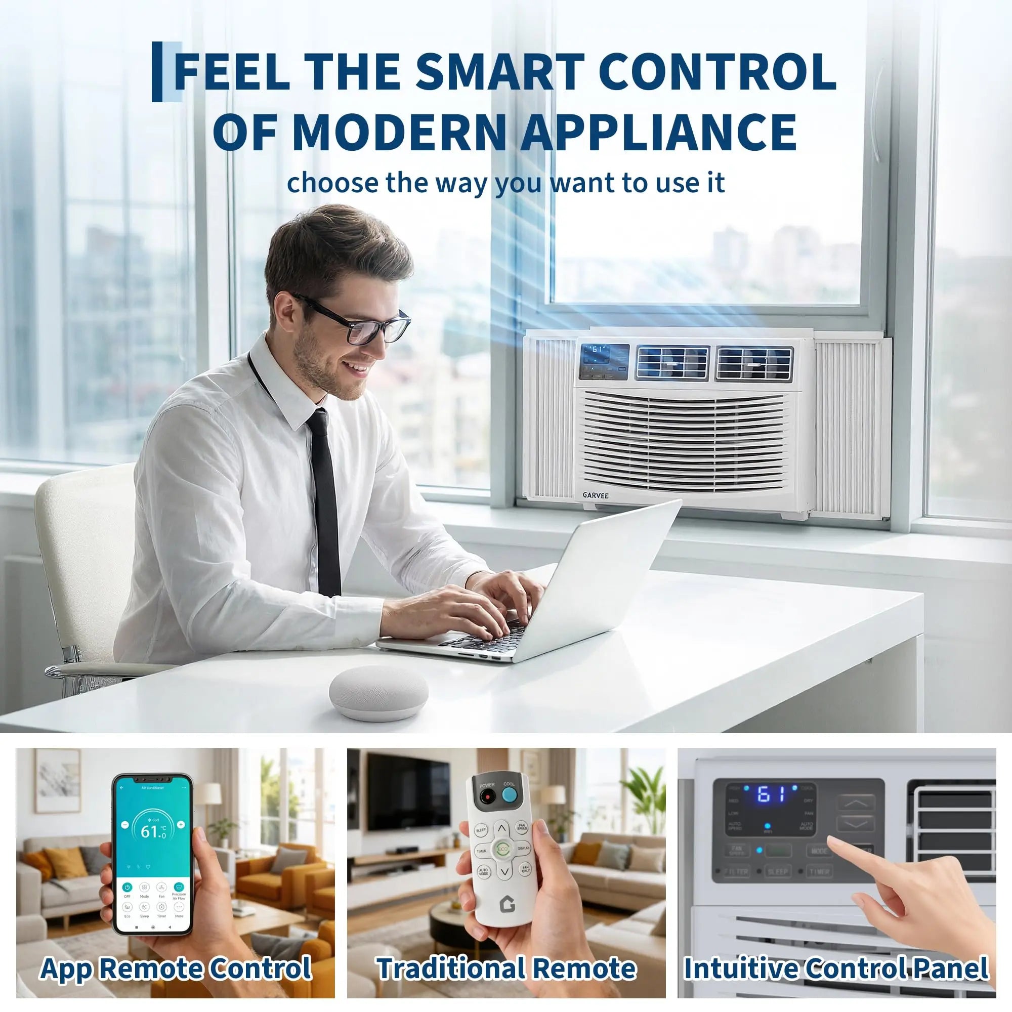 12000 BTU Window Air Conditioner Cools 550 Sq Ft, Quiet AC Unit With Remote, Auto-Cool & Energy Saving For Bedroom Office