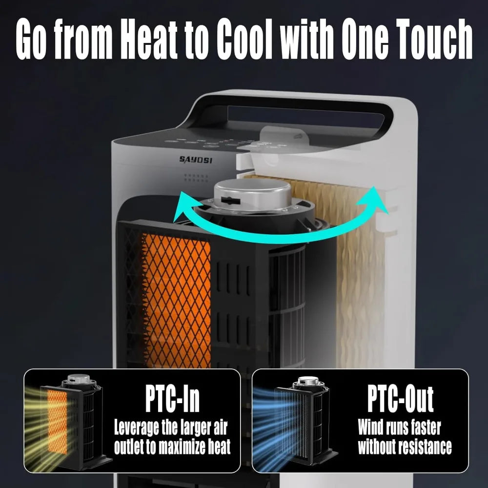 2-in-1 Cooling Tower Fan & Heater for Bedroom, Office with Ice Packs, Timer
