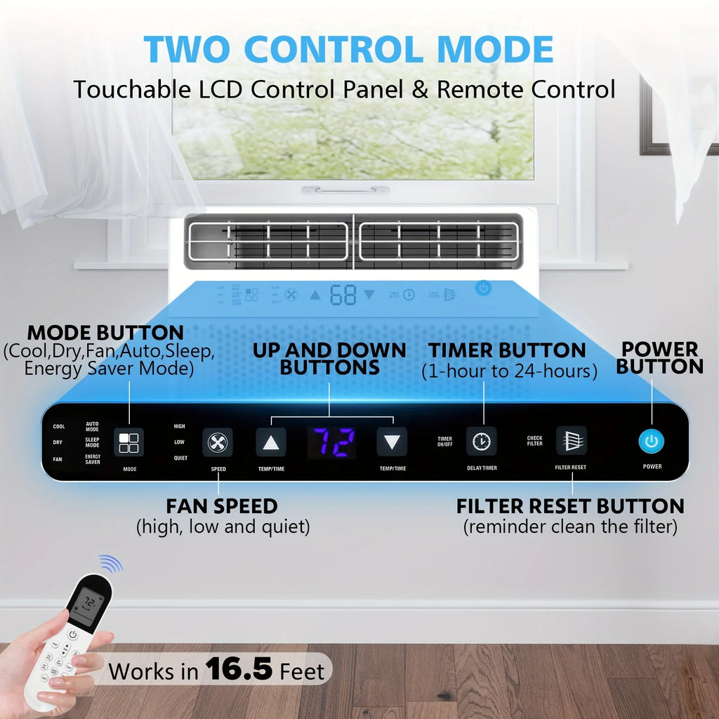 12, 000 BTU ASHARE U Shaped Air Conditioners Window Unit with Remote Control, Cool/ Dehumidifier/ Fan, Energy Saving, 3 Speed Co