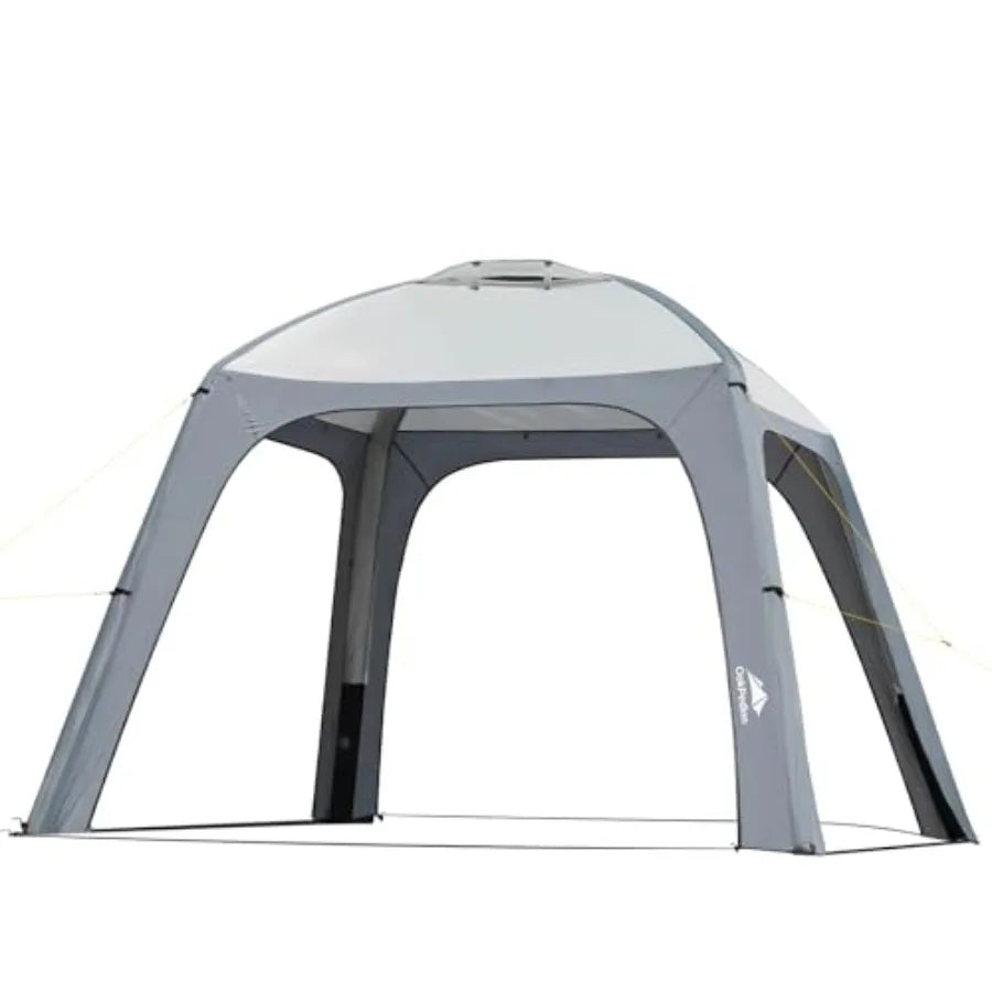 10x10ft Inflatable Air Canopy Tent with 4 Removable Side Panels for 6-8 People in White and Grey Instant Setup for Garden Beach