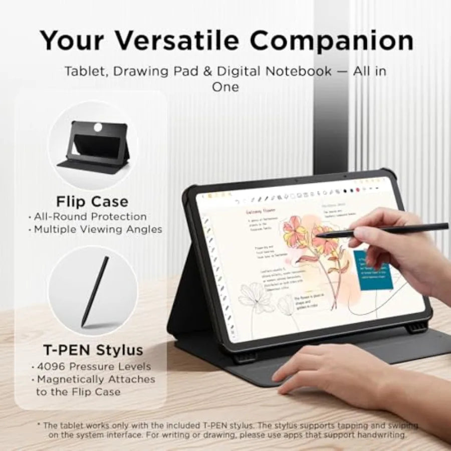 TCL Android Tablet for digital note-taking and drawing NXTPAPER 4.0 display gray includes stylus and flip case Android 15 AI to