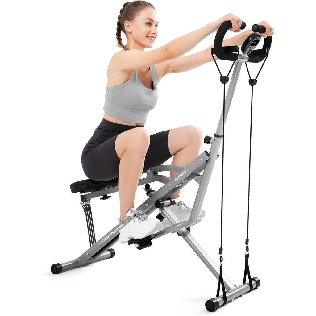 FLYBIRD Squat Machine,Ride Rowing Machine for Glute Core Legs Cardio Exercise,4 Adjustable Resistance Levels,Foldable&Easy Setup