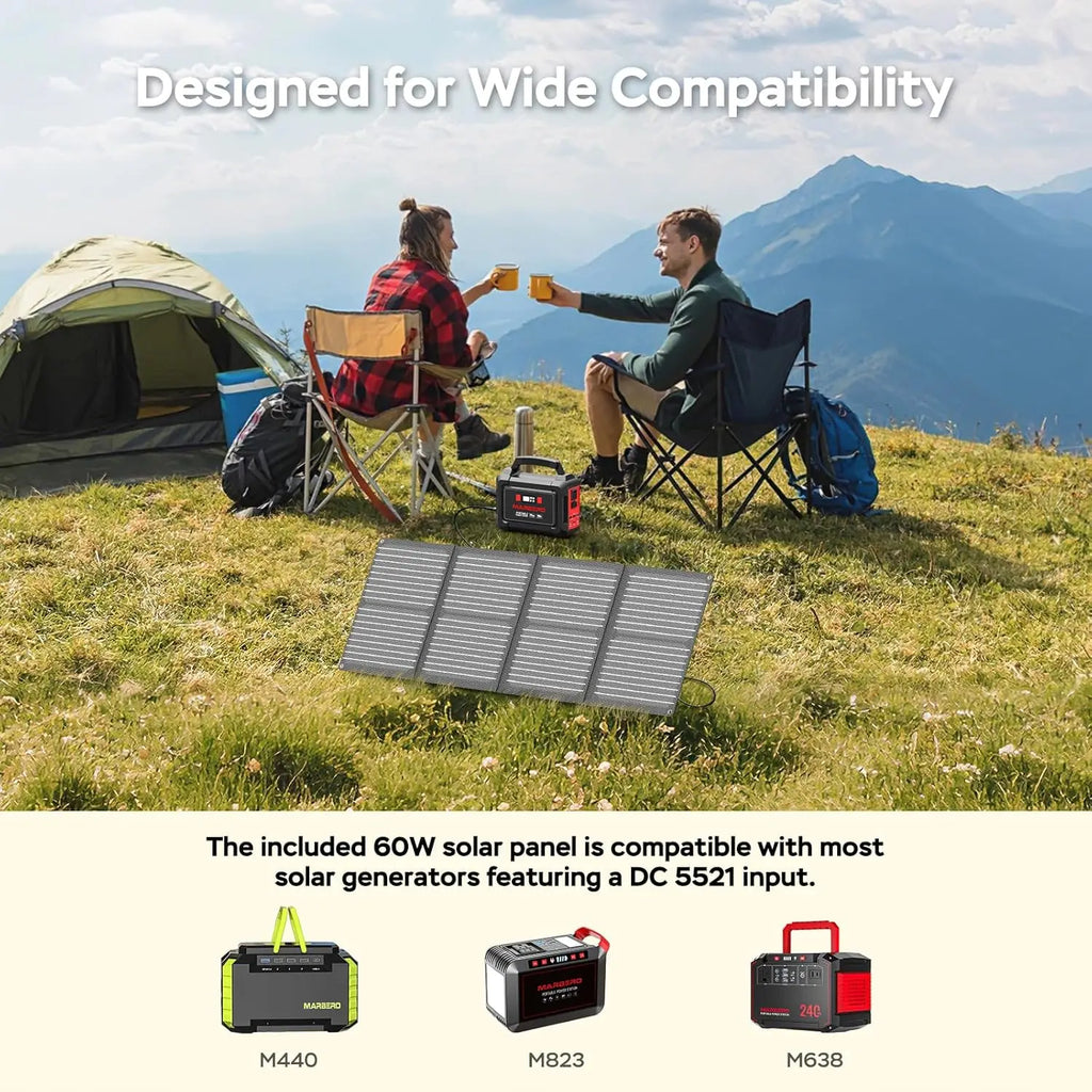 296Wh Portable Solar Generator with 60W Panels, 300W Pure Sine Wave Power Station for Camping, RV, Outdoor & Emergency Use