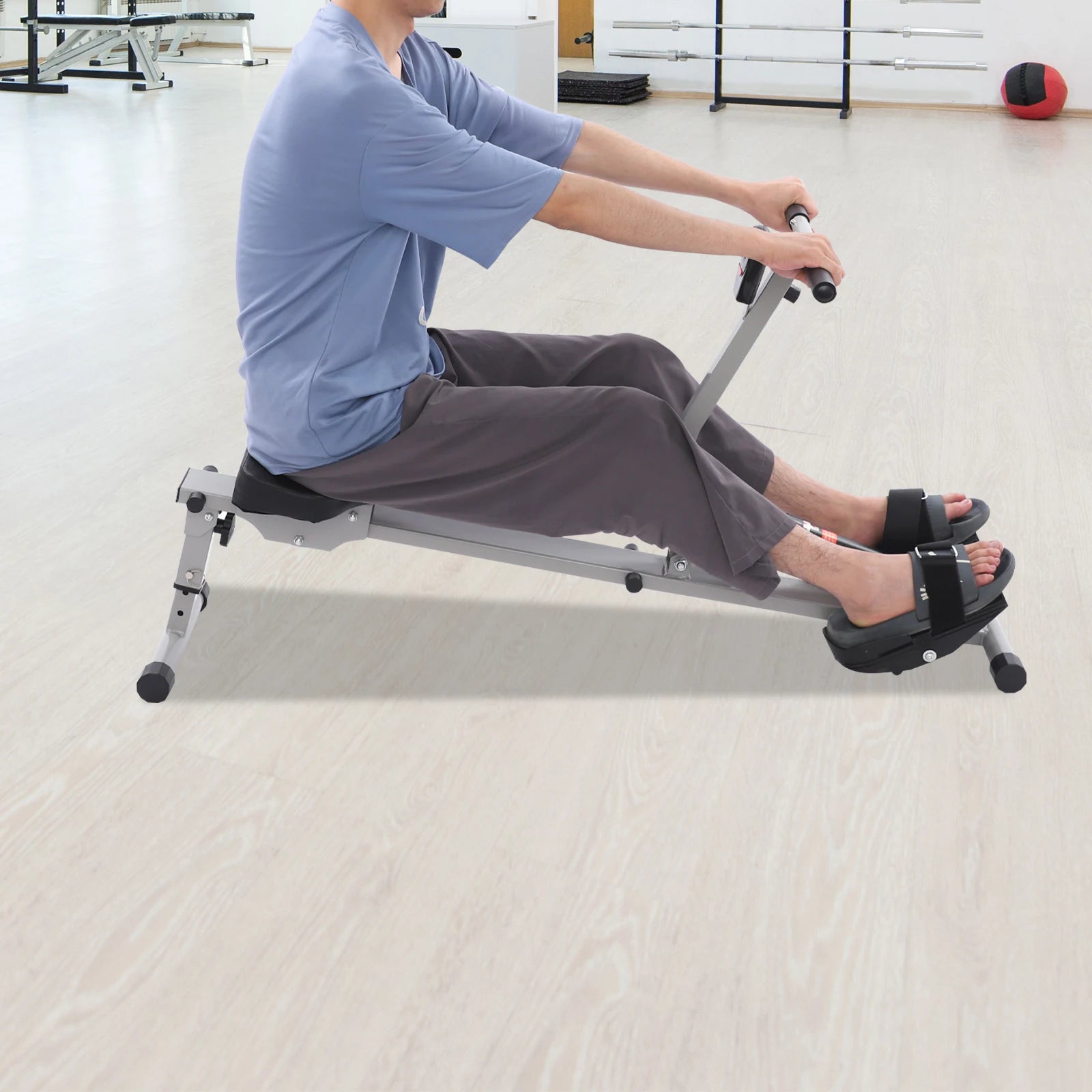 Foldable Rowing Exercise Machine LED Display Screen Used in Homes to Exercise the Muscles of the Abdomen Limbs Back Shoulders