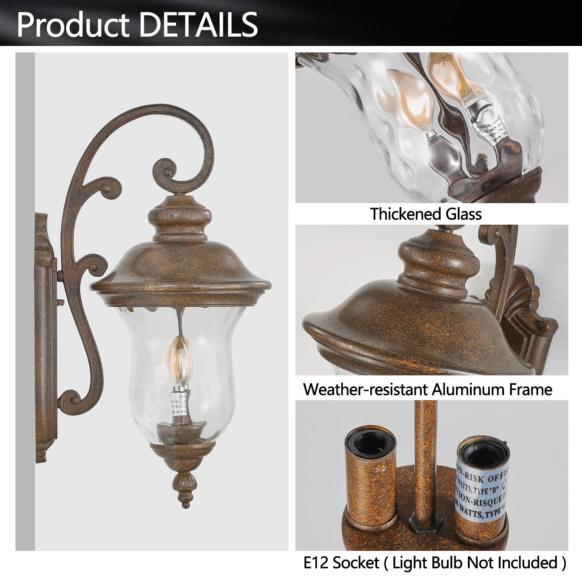 ARLGSITE Outdoor Wall Lantern,Vintage Weatherproof Exterior Sconce Light , Wall Mount Light Fixture(Shipment from USA)