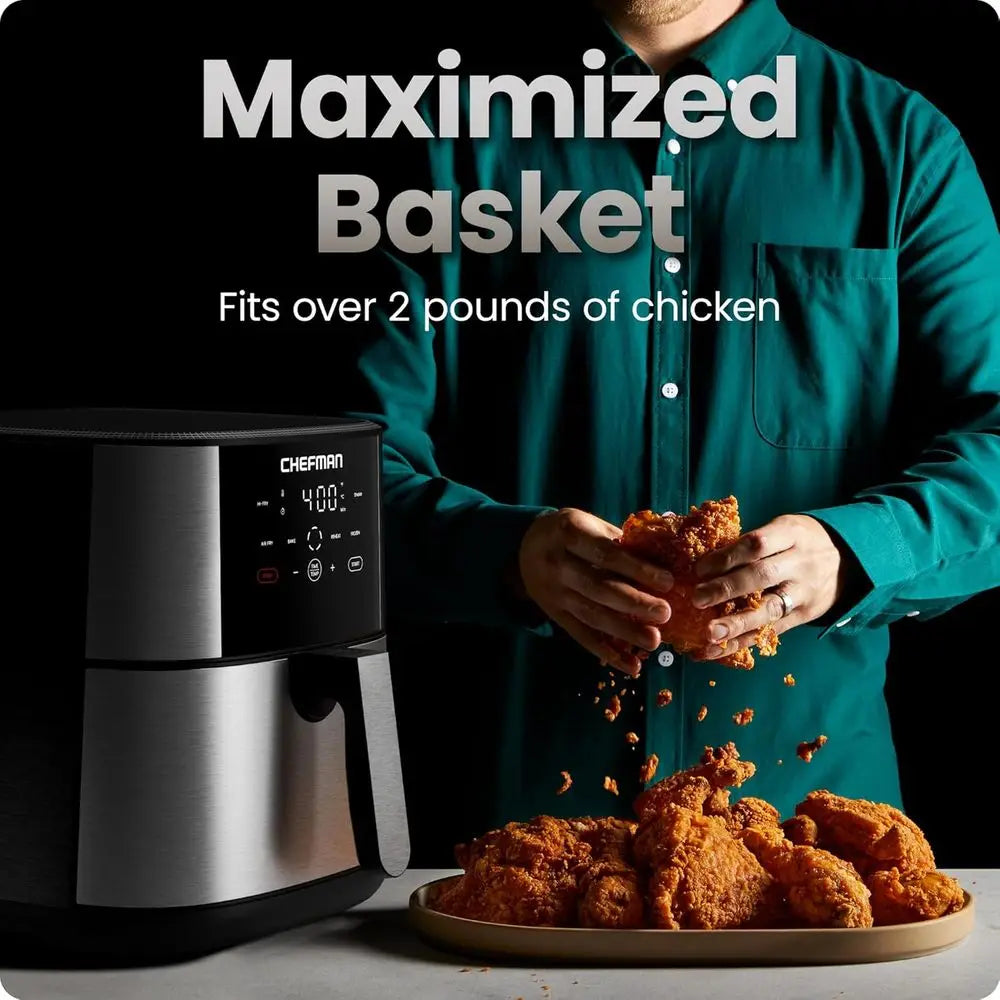 8-Quart 4-in-1 Air Fryer with 450°F High-Heat Option for Crispy Results | Bake, Dehydrate, Roast | XL Nonstick Dishwasher-Safe B