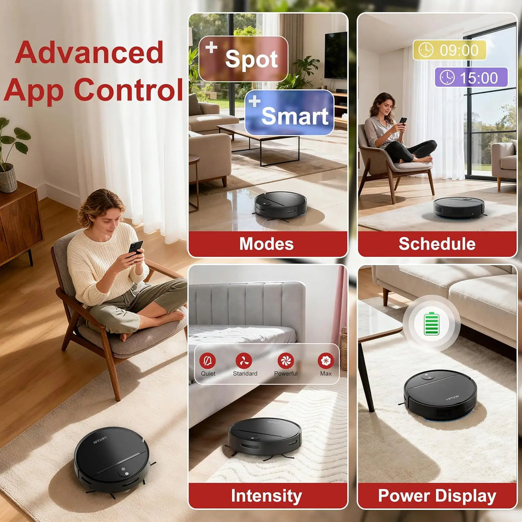 Smart Robot Vacuum and Mop Combo with 4000Pa Suction, App/Voice Control, Self-Charging for Home Cleaning