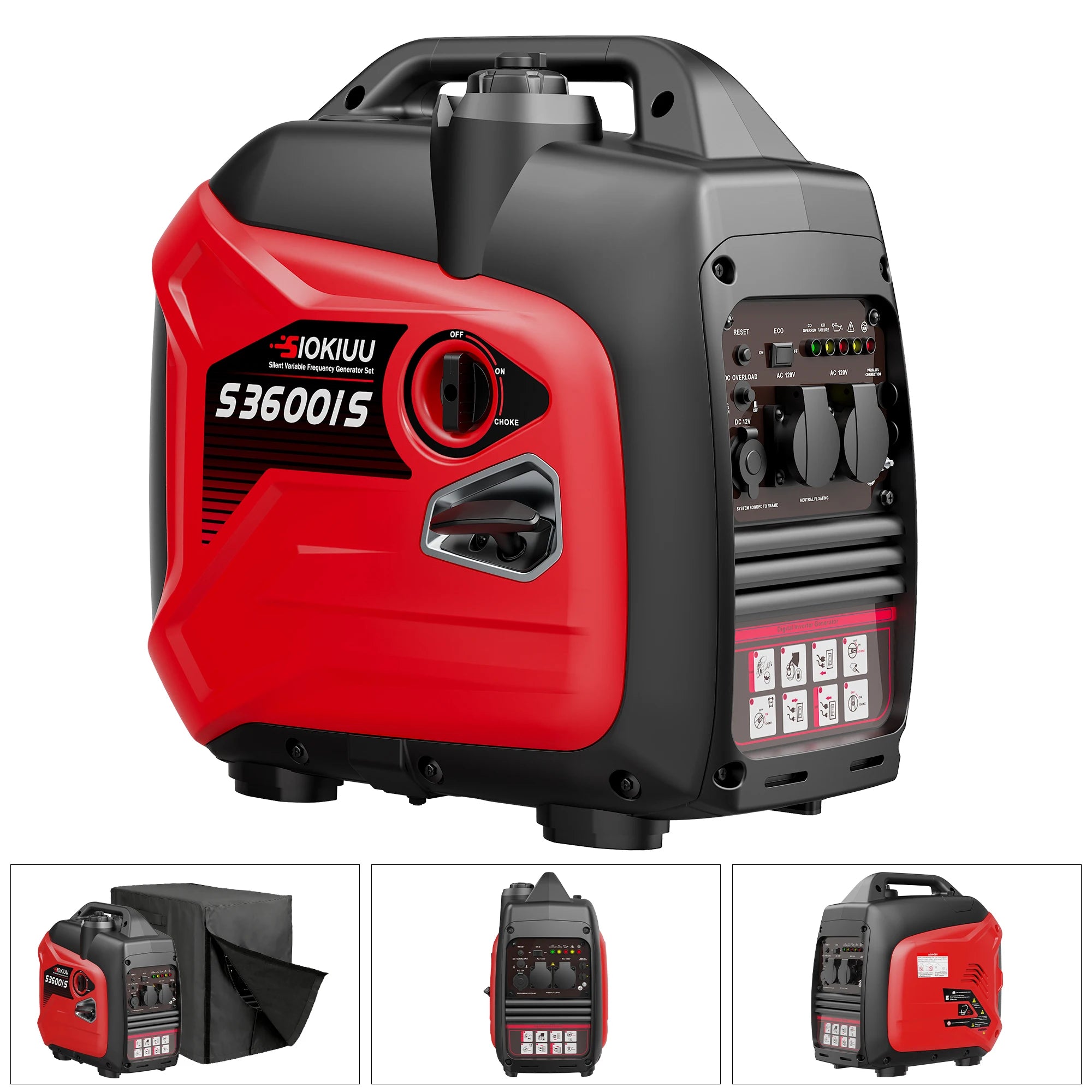 3600W Portable Inverter Generator operating power 3000W, EPA, Ultra Quiet, CO Alarm, Camping RV Home Emergency Power