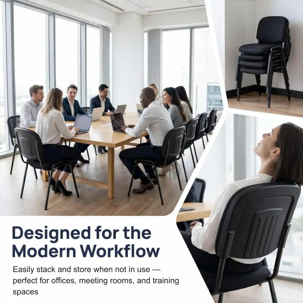 Mesh Office Chairs Set of 5, Stackable Armless Chairs for Conference Rooms, Waiting Area Seating with Metal Base, Ideal for Trai
