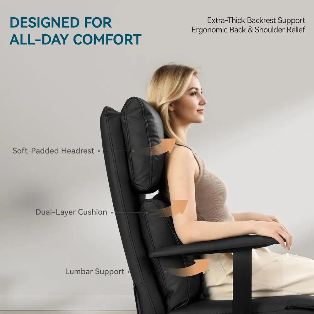 Ergonomic Zero Gravity Reclining Office Chair with Adjustable Headrest and Footrest, 170° Comfortable Leather Executive Desk Cha