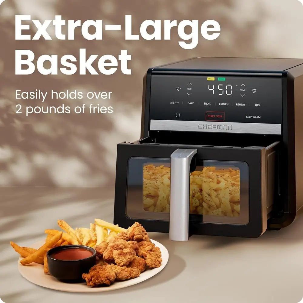 7-in-1 9 Qt Air Fryer with XL Viewing Window Basket for Crispy and Even Cooking, Bake, Broil, Reheat, Dehydrate, Roast, and Keep