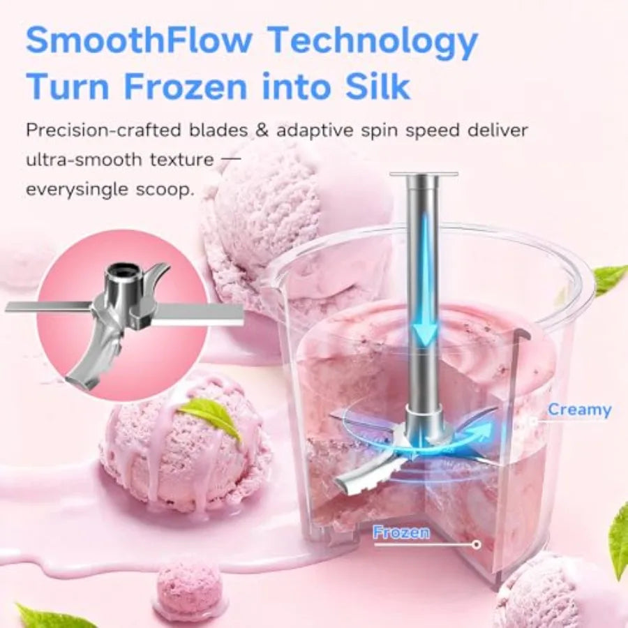 Ice Cream Maker 10-in-1 Frozen Treat Maker 20 oz 3 Pints Mix-In + Re-Spin for Creamy Texture Gelato Sorbet Slushie Frozen Yogur