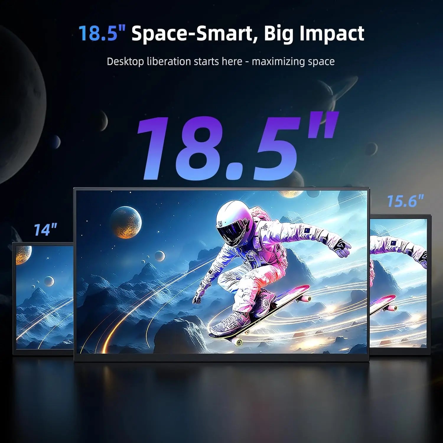 18.5" 120Hz 1ms Gaming Monitor, 125% sRGB, FreeSync, HDR, 350Nits, USB-C, Mini HDMI, VESA, Portable External Screen for Laptop