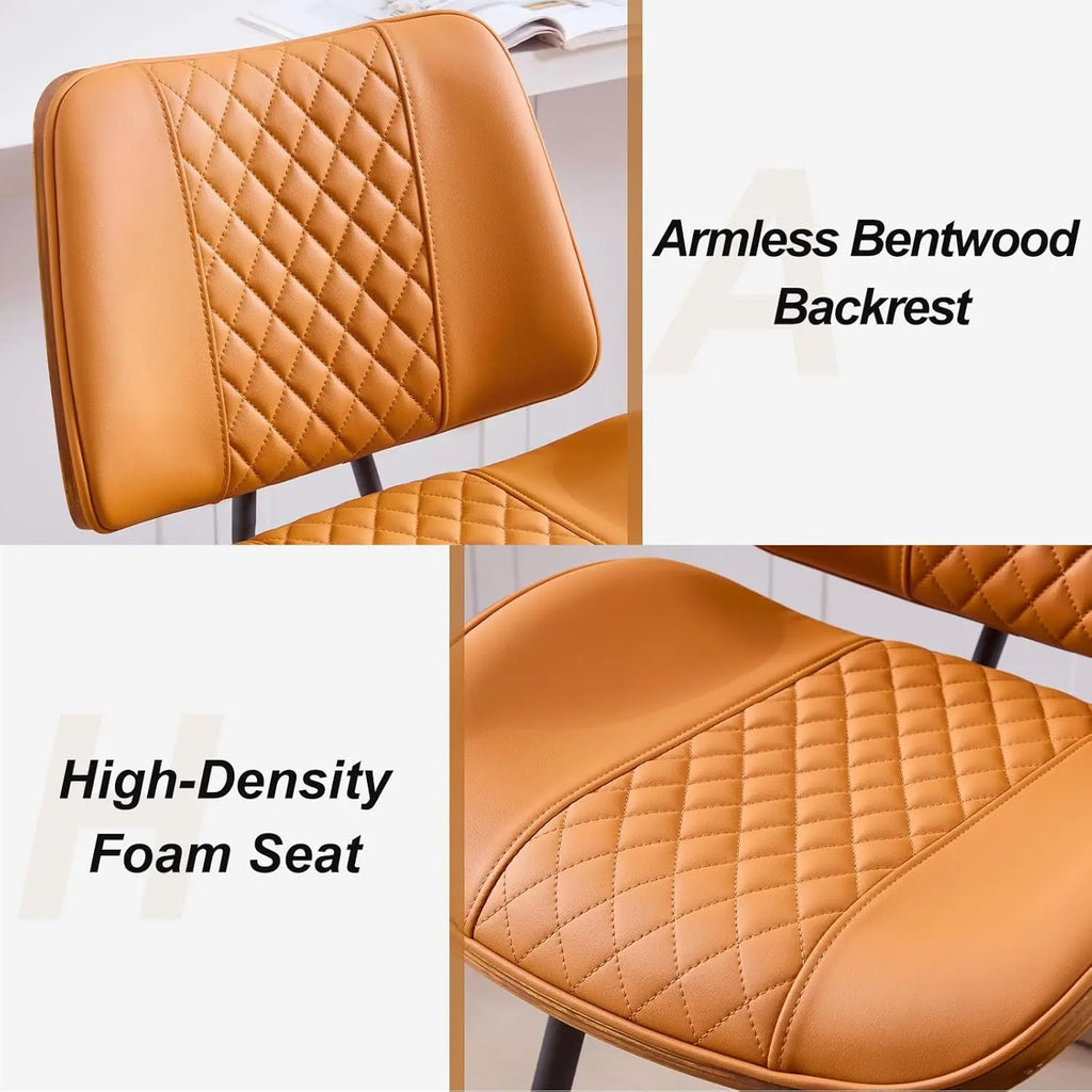 Counter Height Barstools Set of 3, 26.9" Armless Stools with Metal Legs, Walnut Pub Chair in Modern Style, Customized
