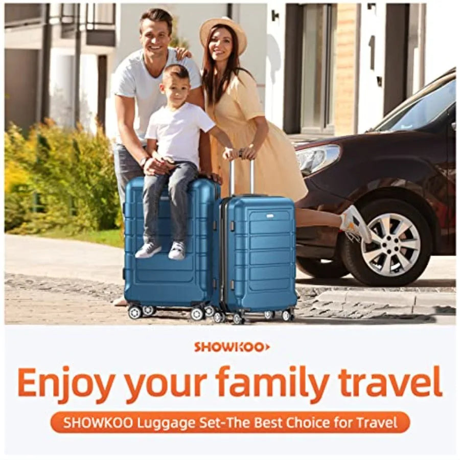 Luggage Sets Expandable 100 PC Durable Suitcase Sets Double Wheels TSA Lock 4 Piece Luggage Set Navy