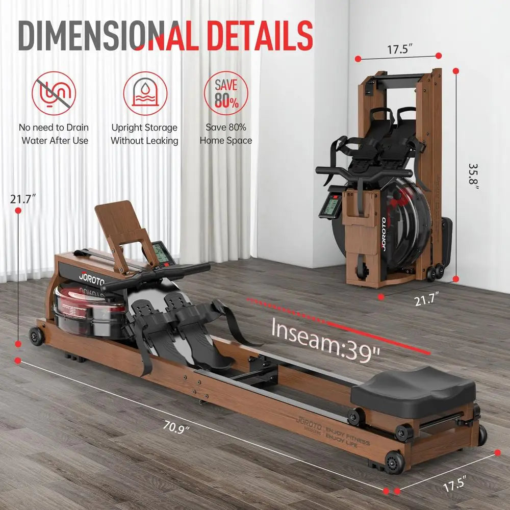 Water Rowing Machines for Home, Foldable Rowing Machine with 400LBS Weight Capacity, Dedicated Monitor amp Bluetooth APP, Large