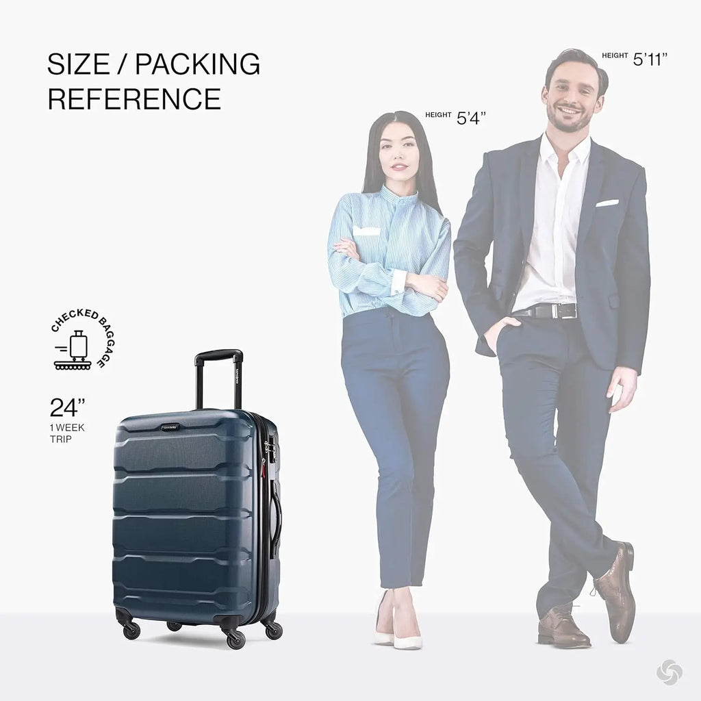 Expandable Hardside Spinner Luggage, Teal Checked-Medium 24-Inch, Durable Travel Suitcase with Smooth Wheels