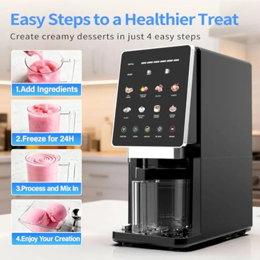 Ice Cream Maker 10-in-1 Frozen Treat Maker 20 oz 3 Pints Mix-In + Re-Spin for Creamy Texture Gelato Sorbet Slushie Frozen Yogur