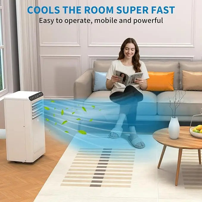 8000 BTU Portable Air Conditioner, Quiet 3-in-1 Indoor AC Combining Cooling, Dehumidification, 24H Timer,Complete Window Kit