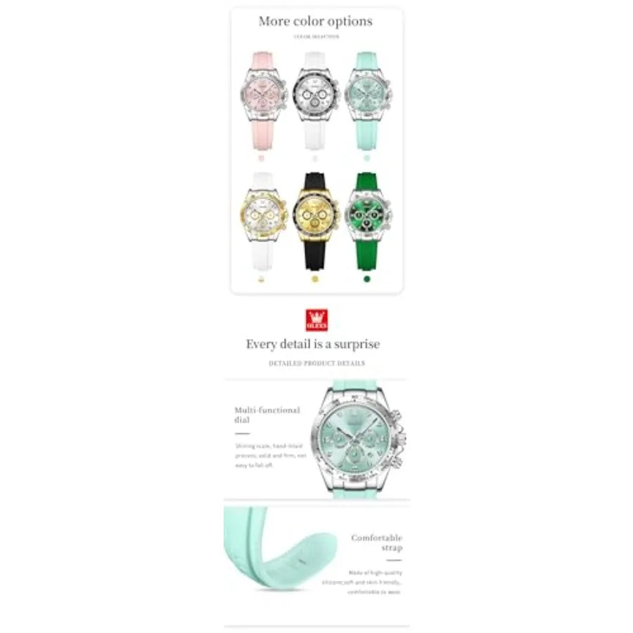 OLEVS Luxury Diamond Small Female Watches - Stainless Steel Bracelet, Waterproof Business Dress Analog Lumius Date Ladies Watch